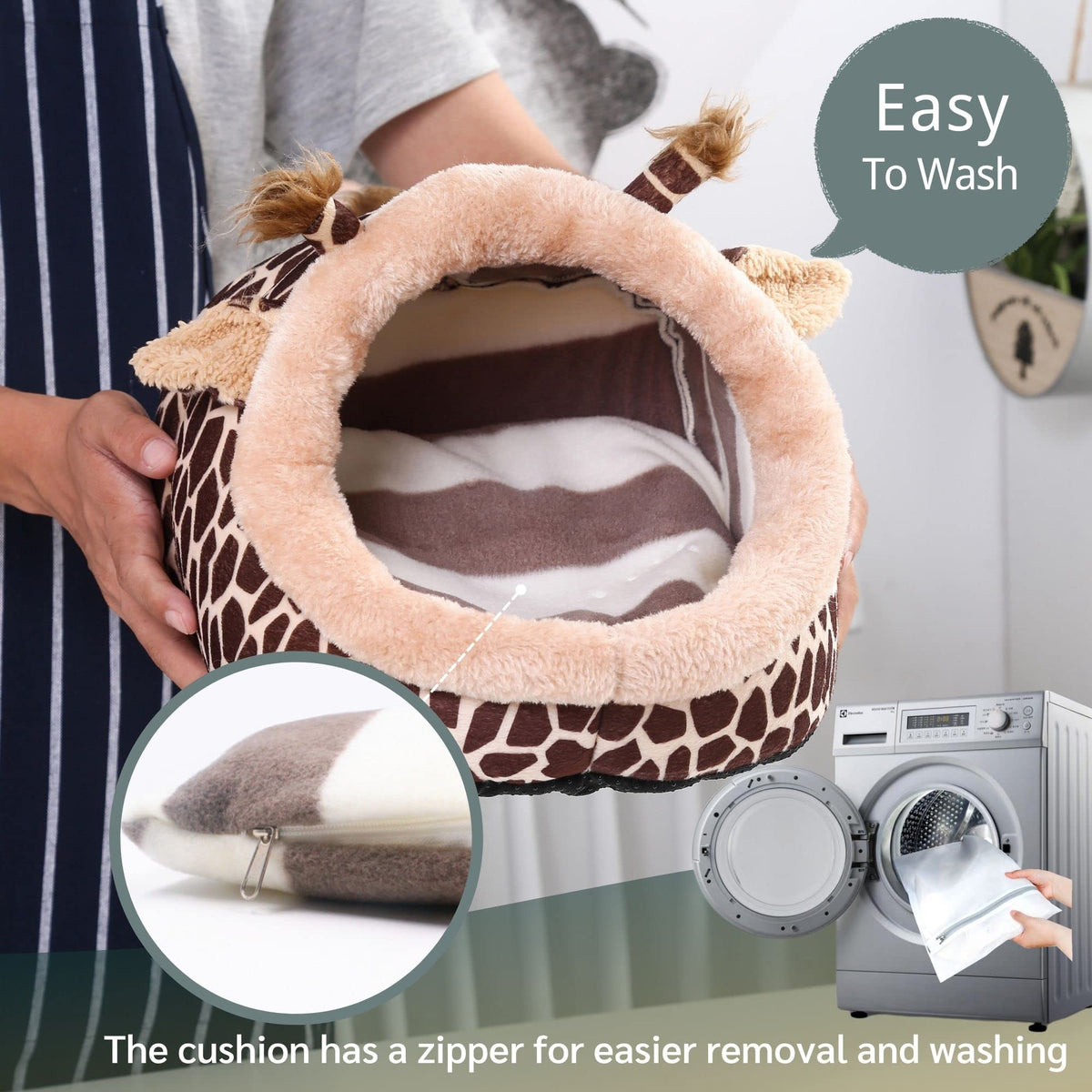 Bunny Bed Guinea Pig Hideout Huts Accessories Habitat Tunnel for House (XL / 1-Giraffe)