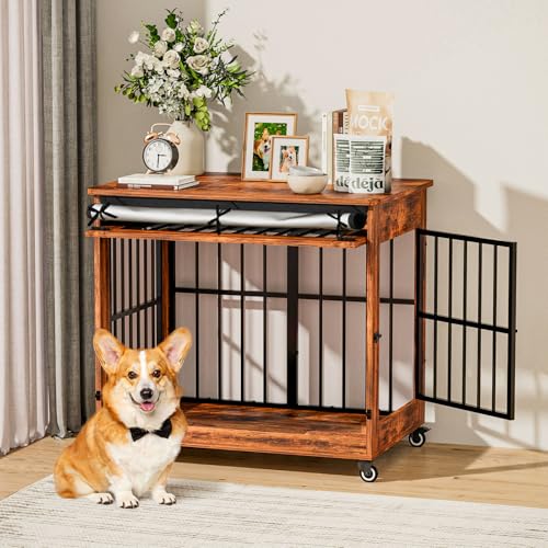 32" Dog Crate Furniture (Vintage Brown / 32.5"L x 22.0"W x 29.5"H)