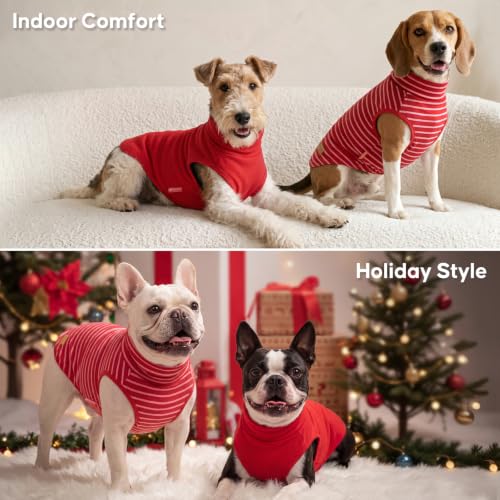 2Pack Dog Sweater for Small Dogs Soft Pet Coats Fleece Sweatshirt (Small (4-7lbs) / 9# Red+Red Stripe)