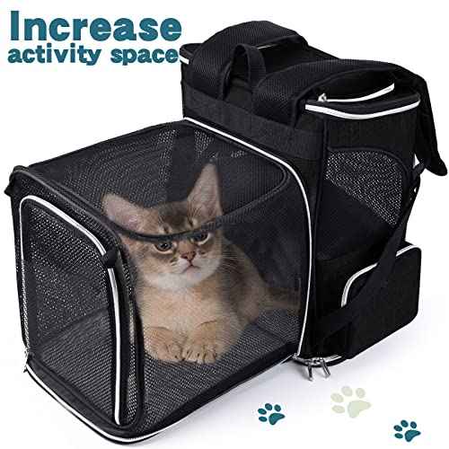 Expandable Pet Carrier Backpack (Black / 12.5"L x 9.0"W x 15.0"H)