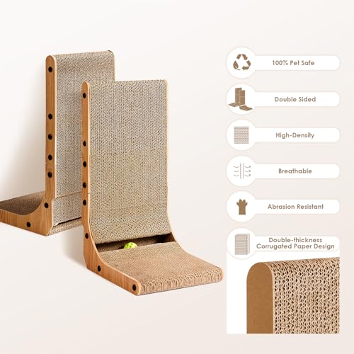 Cardboard Cat Scratcher for Indoor Cats (Brown / 11.4x9.75x19)