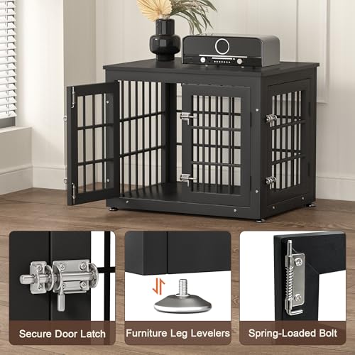 26" Heavy Duty Dog Crate Furniture for Small Dogs (Black / 26.0"L x 20.5"W x 22.0"H)
