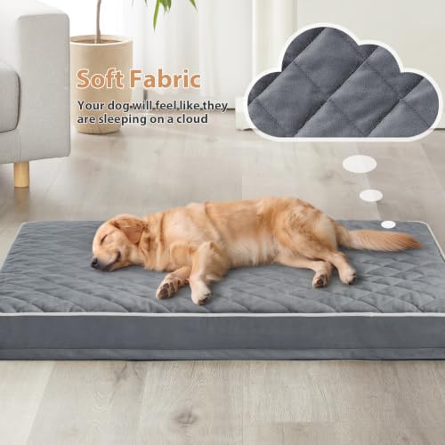 Orthopedic XXL Dog Beds for Large Senior Dog Bed Comfy Sleeping (Grey / 55"L x 42"W x 4"Th)