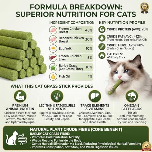 100g Freeze Dried Catnip Chew Sticks Hairball Dental Treat for Cat (100g/3.53oz)