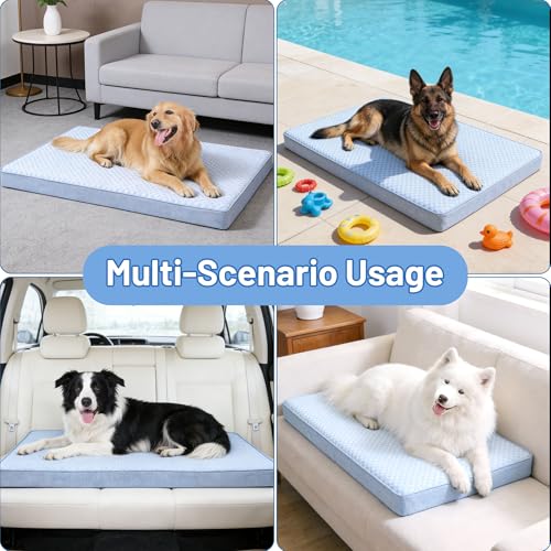 Cooling Dog Bed for Large Dogs (Blue / X-Large: 41" x 29" x 4")