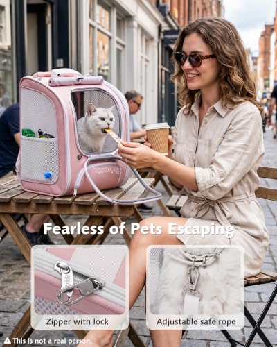 Cat Backpack Carrier (Pink (Expandable) / 12.6"L x 10.2"W x 16.5"H)