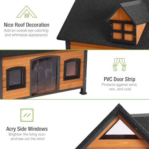 Dog House Outdoor with Strong Metal Frame Dog Kennel for Small to Medium Dogs Puppy Cage for Winter Weatherproof