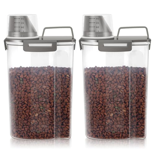 Airtight Small Cat Dog Pet Food Storage Containers BPA Free (Olive Gray x 2 / 3L-2pack)