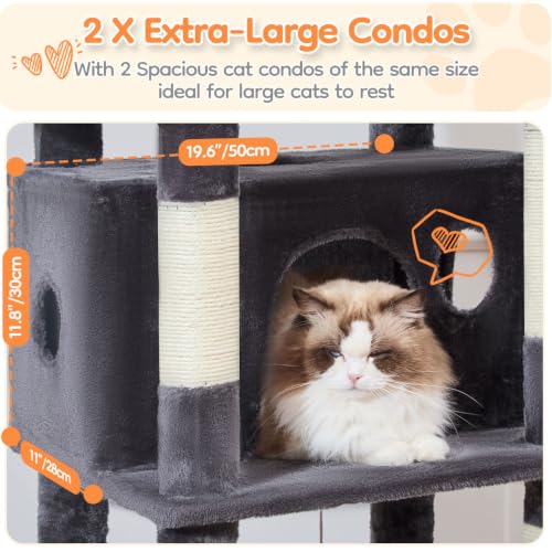 Heavy Duty Cat Tree (Sturdy-73IN / Smoky Gray)