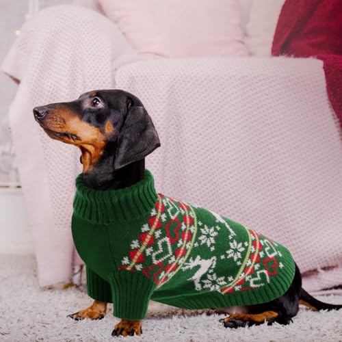 Small Dog Christmas Sweater for Medium Dogs Girl (Medium / Christmas Green)