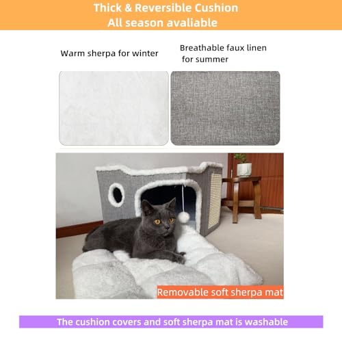 Cat Bed for Indoor Cats (Light Gray / 2 level (17"x17"x13"))