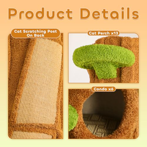 Cat Tree Tower for Large Cats All (Brown tree hole-90.55")