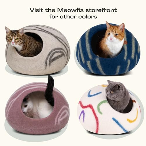 Cat Cave Merino Wool Bed for Indoor Cats (Rose Gold / Medium)