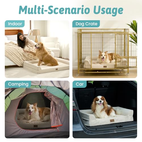 Orthopedic Dog Bed for Extra Large Dogs (Beige / XXL:48x35x8 inch)