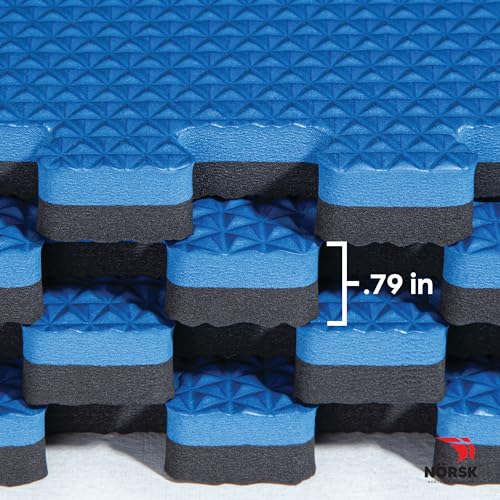 Reversible Gym Exercise Mats 3 (Dazzling Blue/Black / 8 Tiles - 32 Sq. Ft.)