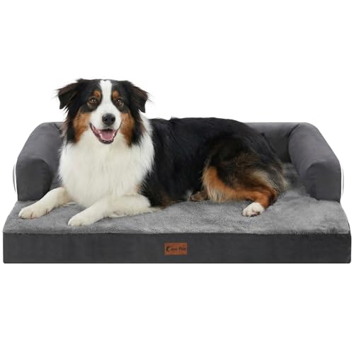 Orthopedic Washable Dog Bed for Medium Dogs (Dark Grey / 35.0"L x 22.0"W x 7.0"Th)