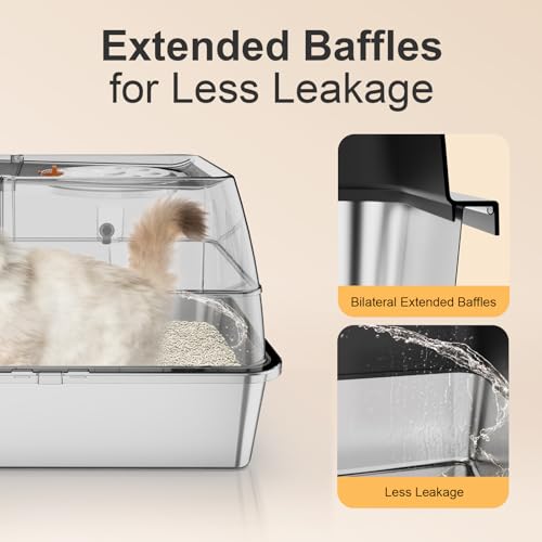 Stainless Steel Litter Box with Lid (Black)