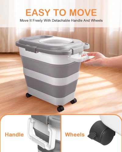 25 28Lbs Dog Food Storage Container Airtight (Grey/25-28 Lbs)