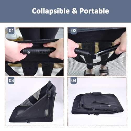 3 Door Portable Collapsible Soft Dog Crate Carrier with Bed (4-Black)