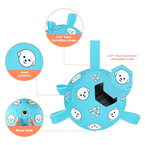 8 Inch Dog Soccer Ball with Straps (Pale Blue / Large-8 Inch)