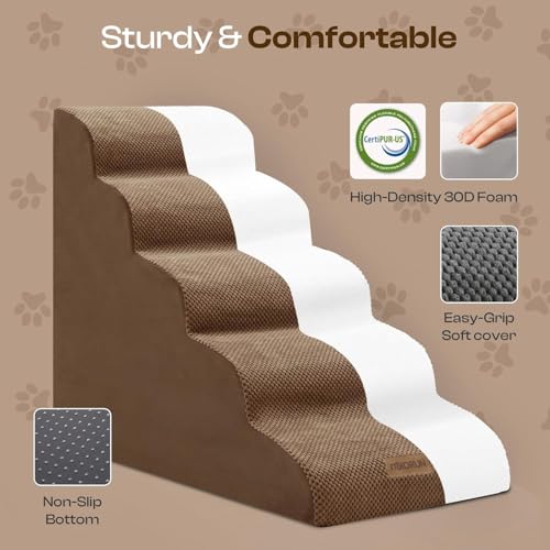Dog Stairs Replacement Cover for 5 (Dark Coffee / Cover 24.5"H)