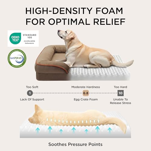 Orthopedic XL Dog Bed Extra Large Washable Original Design (Brown / 42"l X 32"w X 6.5"th)