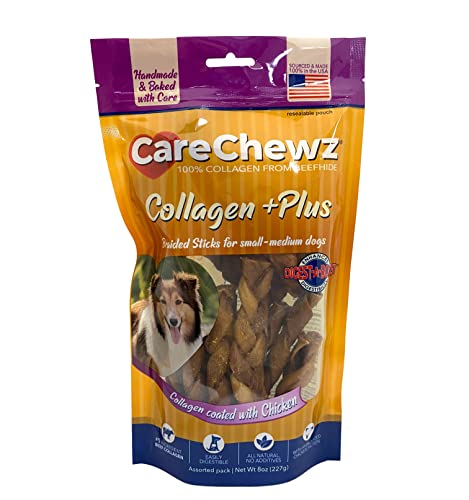 CareChewz Collagen +PLUS Braided Sticks Dog Chew Treats (Skinny Braid Sticks +PLUS / 8 Ounce (Pack of 1))