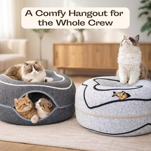 Peekaboo Cat Cave Donut (Dark Gray)
