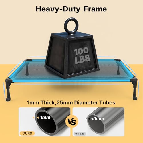 Outdoor Elevated Dog Bed Large Sized Dogs (42.0"L x 30.0"W x 7.0"Th / Black)