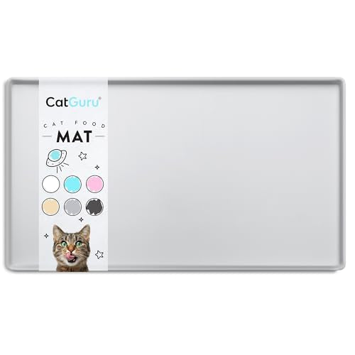 Premium Cat Food Mat (19"L x 11"W / Silver)
