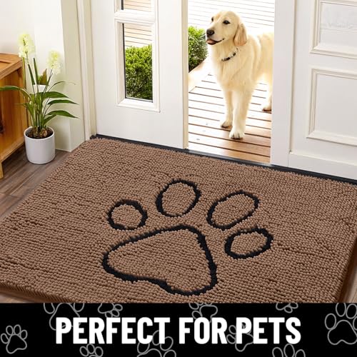 Dog Door Mat for Muddy Paws (36"X24" / Coffee and Black)