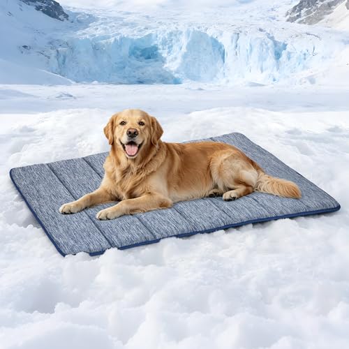 Dog Cooling Mat for Large Dogs (Wander Blue / 41"L x 27"W x 0.8"H)