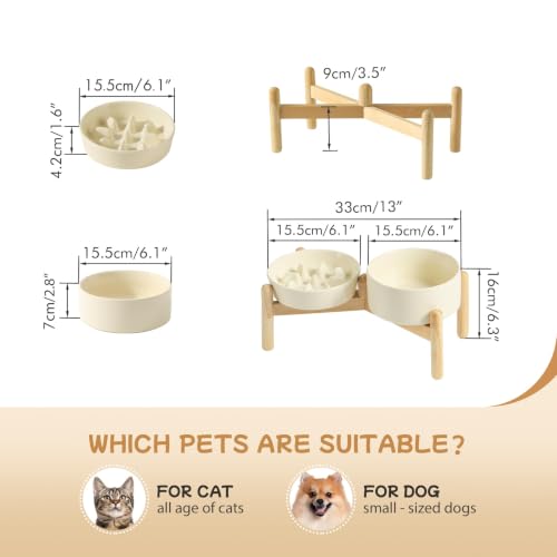 Elevated Slow Feeder Dog Bowls (Light Yellow)