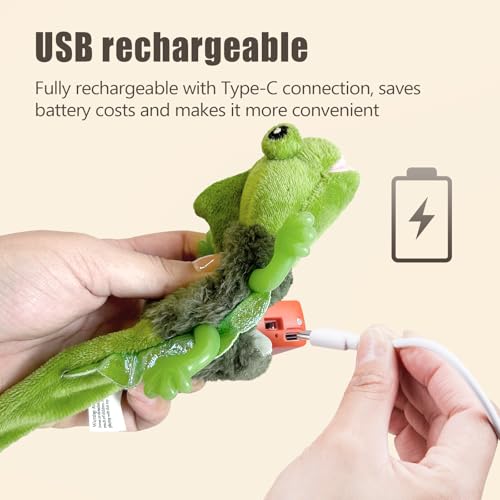 Cat Toys Touch Activated Flapping Chirping Lizard Kitten Toy with Catnip for Indoor Cats Kicker
