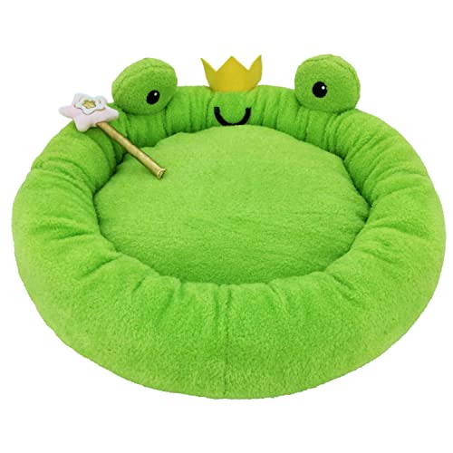 Soft Plush Small Cute and Cozy Food Dog Cat Bed (Frog)