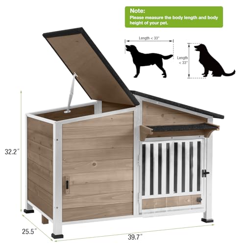 Dog House Outdoor with Bowls Weatherproof Dog Kennel with Anti