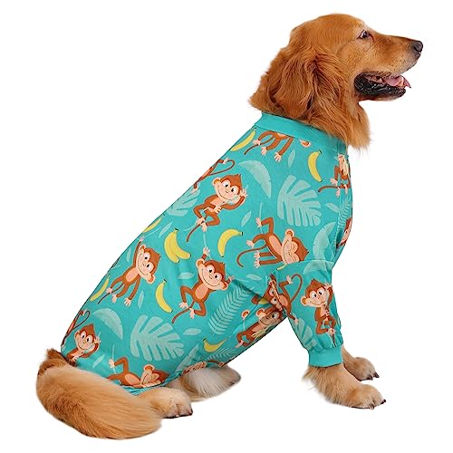 Dog Pajamas One Piece Light Comfy Pjs Pet Costume M (XX-Large / Monkeying Around)