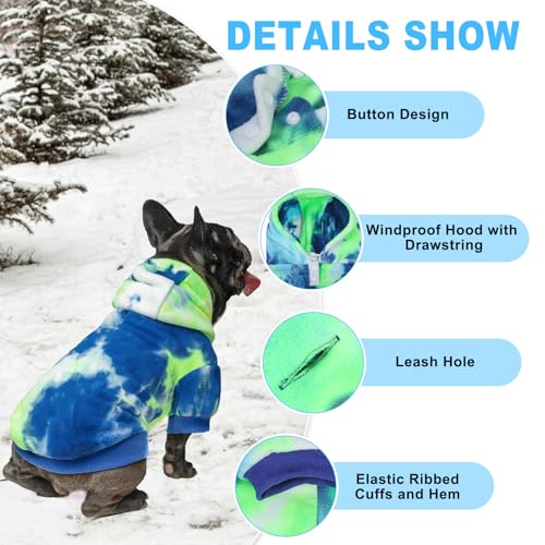 Tie Dye Dog Hoodie Sweaters for Small Medium Size Dogs Girls Boys (Small/Medium / Multi Green)