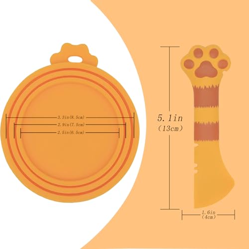 Food Can Spoon & Lids (4-Pack + Orange Spoon)