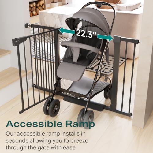 30 46" Baby Gate for Stairs (Black / 30"-46" W x 30.5" H)