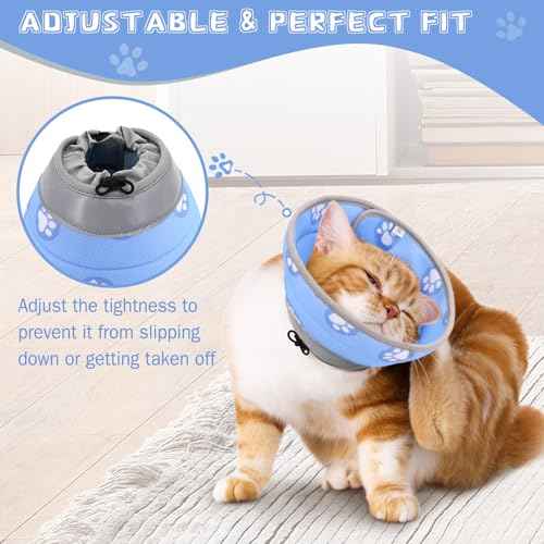 Cat Cone Collar Soft Elizabethan Collar for Surgery Recovery (Blue / M (Neck 7"-9"))