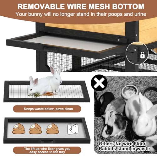 2 Story Bunny Hutch with Wheels and Chew (47.2"L x 21.98"W x 27.2"H)