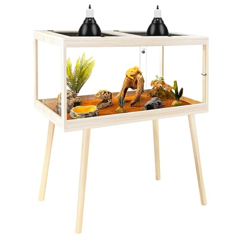 Reptile Enclosure with Leg (Oak / 32"x16"x16",35Gallons)