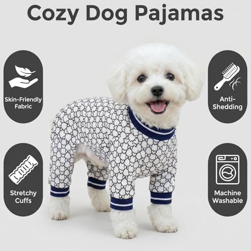 Dog Pajamas Onesie (01 Blue Heart / XS (2.5-4 lb) Chest: 11.8")