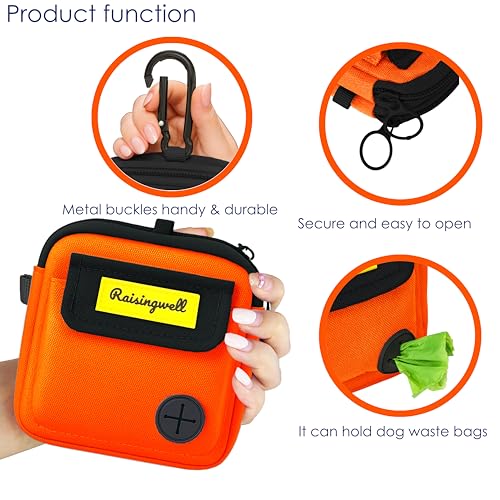 Dog Treat Pouch for Pet Walking and Training with Clicker (Two Bag / d6.Orange1)