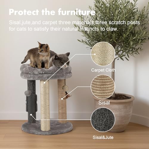 4in1 Small Cat Tree (For indoor cats and kittens / Gray)