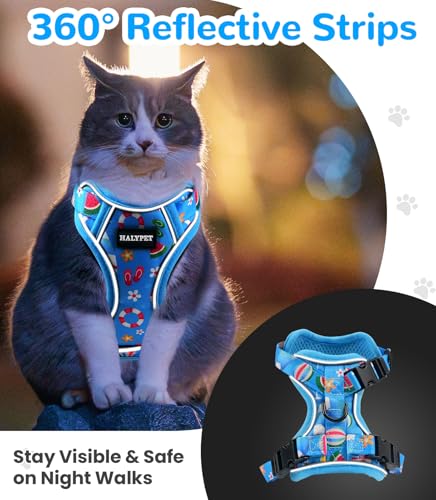 Cat Harness and Leash Set (H604 Pro Ocean Blue / Small (7-12lb))
