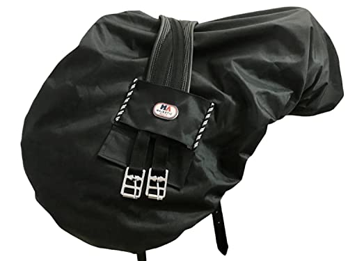 Nylon Waterproof Fleece Lined Ride On English Saddle Cover (Black)