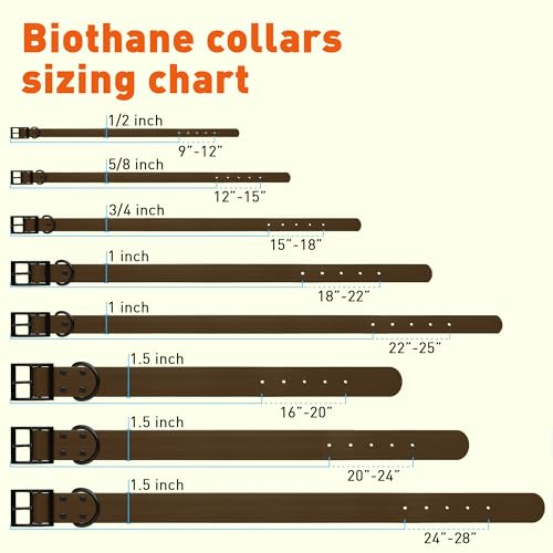 Biothane Waterproof Dog Collar Strong Coated Nylon Webbing with Black Hardware Odor (W1/2" x L9-12" / Dark Chocolate Brown)