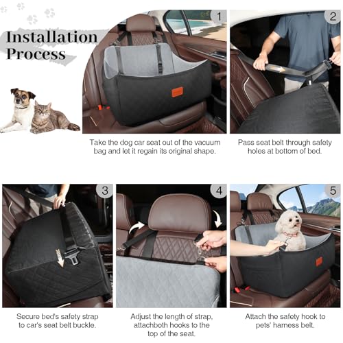 Dog Car Seat for Medium & Large Dogs Up to 55lbs (Black/Grey / Large)